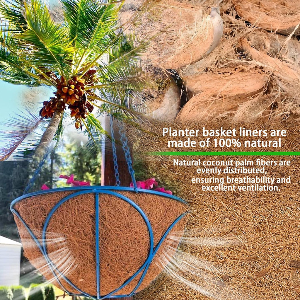 Skiennix 14-Inch Coco Liners - Natural Round Coconut Fiber Replacement for Hanging Baskets | 6 Pcs