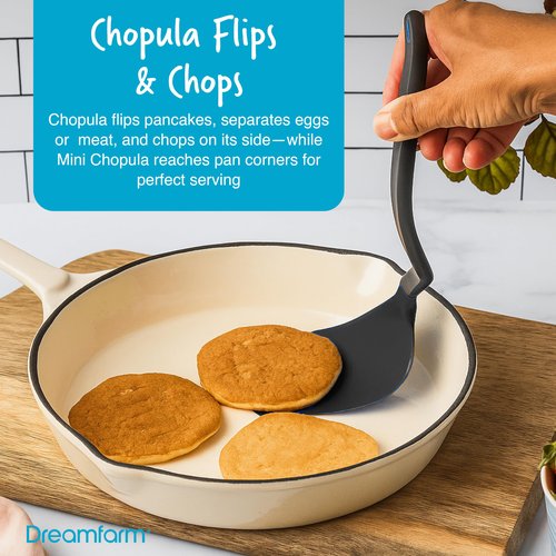 Dreamfarm Everyday Kitchen Essentials (Black) - Clongs Lite Click‑Lock Tongs, Supoon & Mini Supoon Scraper Spoons, Chopula & Mini Chopula Spatulas – Heat‑Resistant Nylon/Silicone for Cooking & Baking