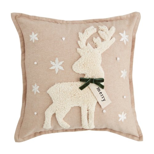 Mud Pie Tufted White Pillow, Square, 18" x 18"