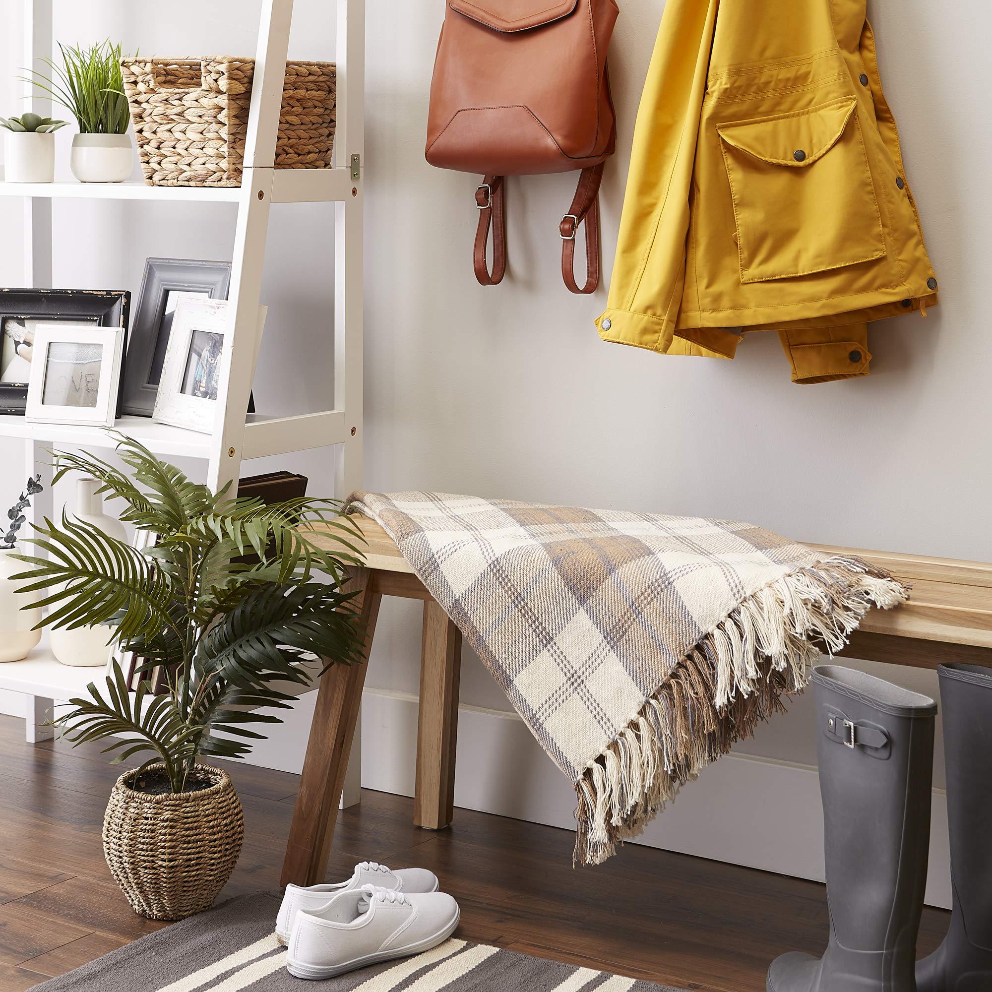 DII Farmhouse Woven Throw, 50x60 with 3" Fringe, Stone