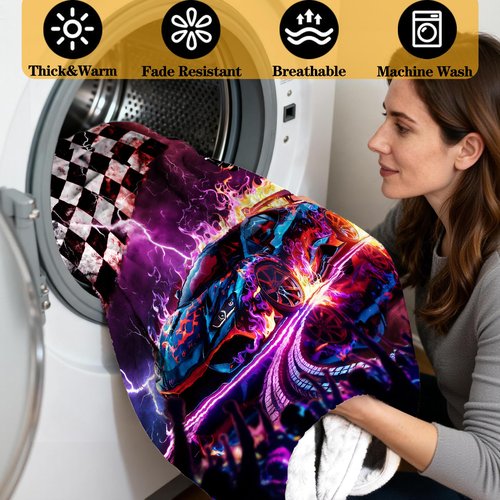 Blanket for Boys Girls Teens Kids, Soft Cozy Throw Blanket, Plush Fleece Blanket Blankets Accessories for Bed Couch Living Room Home (Racing, 60"x50")