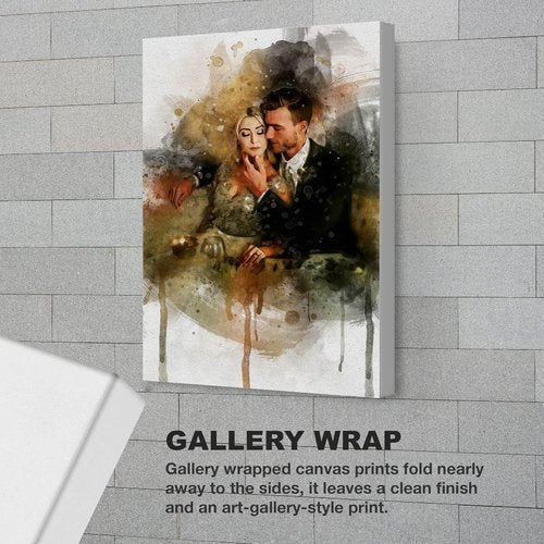 Awesometik Watercolor Portrait Canvas - Personalized Wedding Illustration Art | Custom Size Available