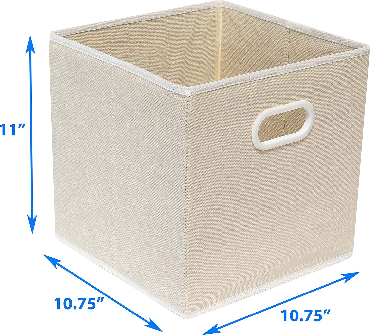 Simple Houseware Foldable Cube Storage Bins - 11-Inch Beige Fabric Organizers | 6-Pack with Handles