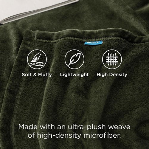 Bedsure GentleSoft Fleece Blanket - Twin Size Olive Green, 300GSM Cozy & Warm Plush Blanket, 60x80 Inches