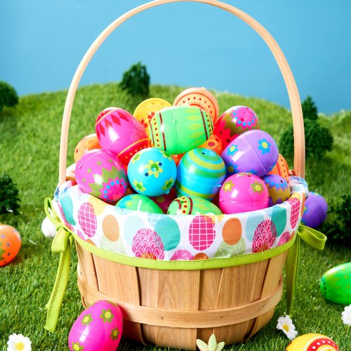 JOYIN 50 Pcs Plastic Printed Bright Easter Eggs 2.3" Tall for Easter Hunt, Basket Stuffers Fillers, Classroom Prize Supplies, Filling Treats and Party Favor