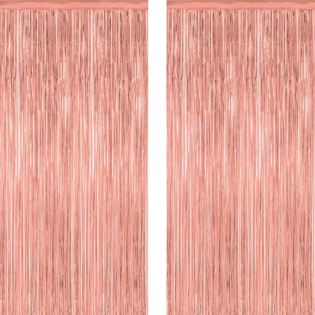 ZATAYE Rose Gold Fringe Curtains - 3.28 FT x 7.05 FT Metallic Photo Backdrop | Party & Wedding Decor