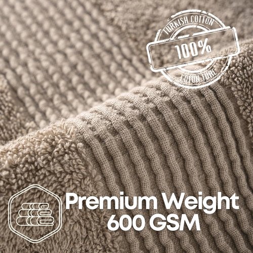 Boulevard Series Luxury 3-Piece Bathroom Towel Set - Soft 100% Turkish Cotton | Bath, Hand & Washcloth (Taupe Quartz)