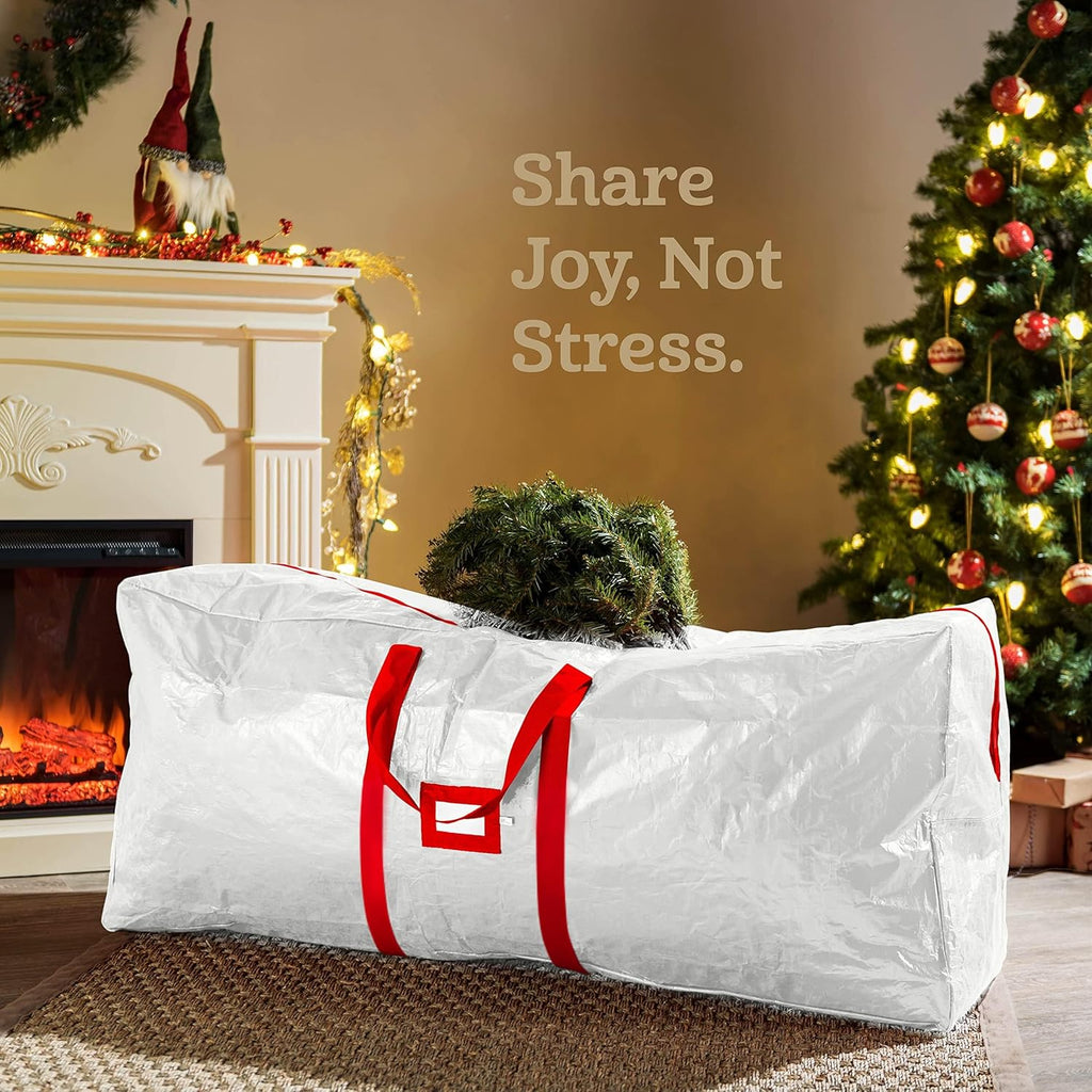 Zober Christmas Tree Storage Bag - Waterproof & Durable for 9 Ft Artificial Trees - White with Label Slot