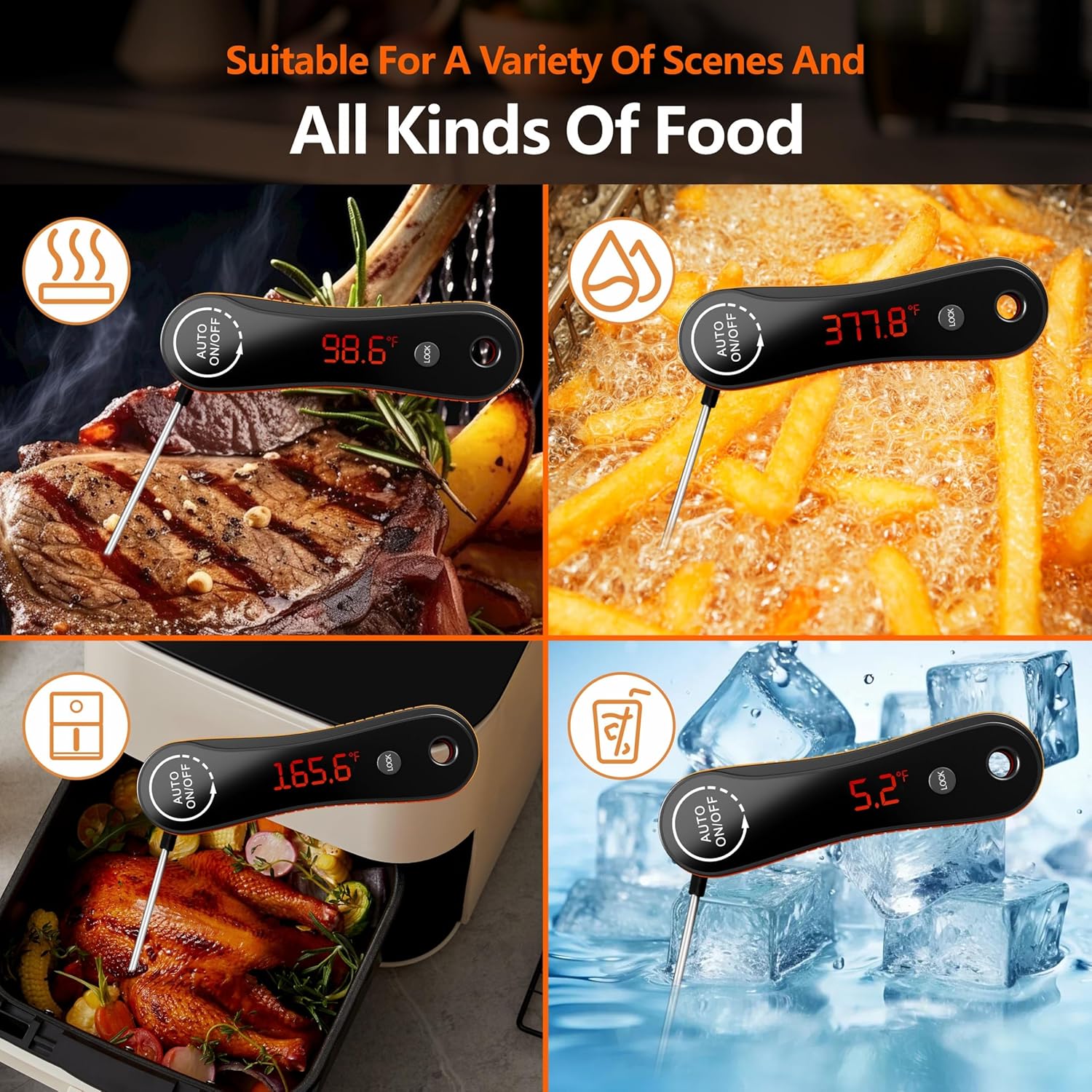 Paysean Digital Meat Thermometer - Instant Read in 0.5 Seconds | Perfect for Grilling, BBQ, and Candy
