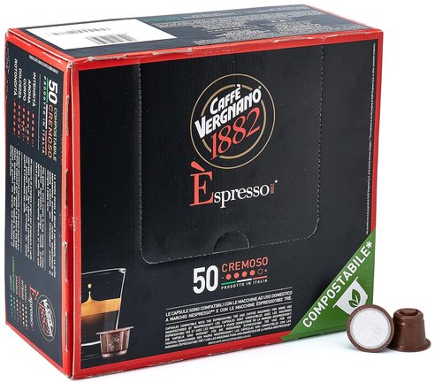 Caffe Vergnano 1882 Espresso Capsules - Medium Roast Arabica & Robusta Blend | 50 Ct for Nespresso Machines