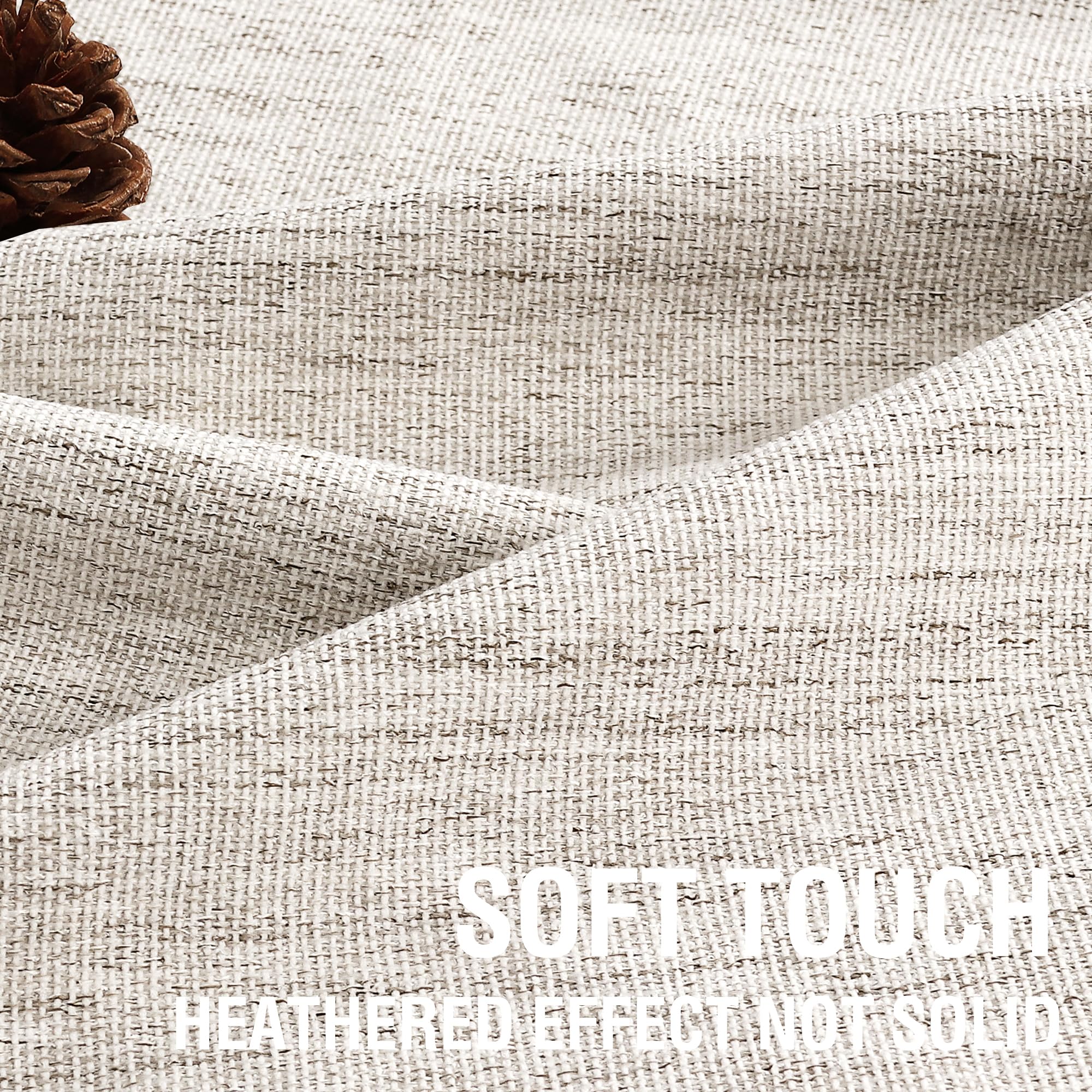 H.VERSAILTEX Premium Chenille Blackout Curtains - 100% Blackout Thermal Insulated Noise Reducing, Heavy White Flocking Coating Back Linen Textured, 2 Panels 84 Inches, Heathered Natural (Not Solid)