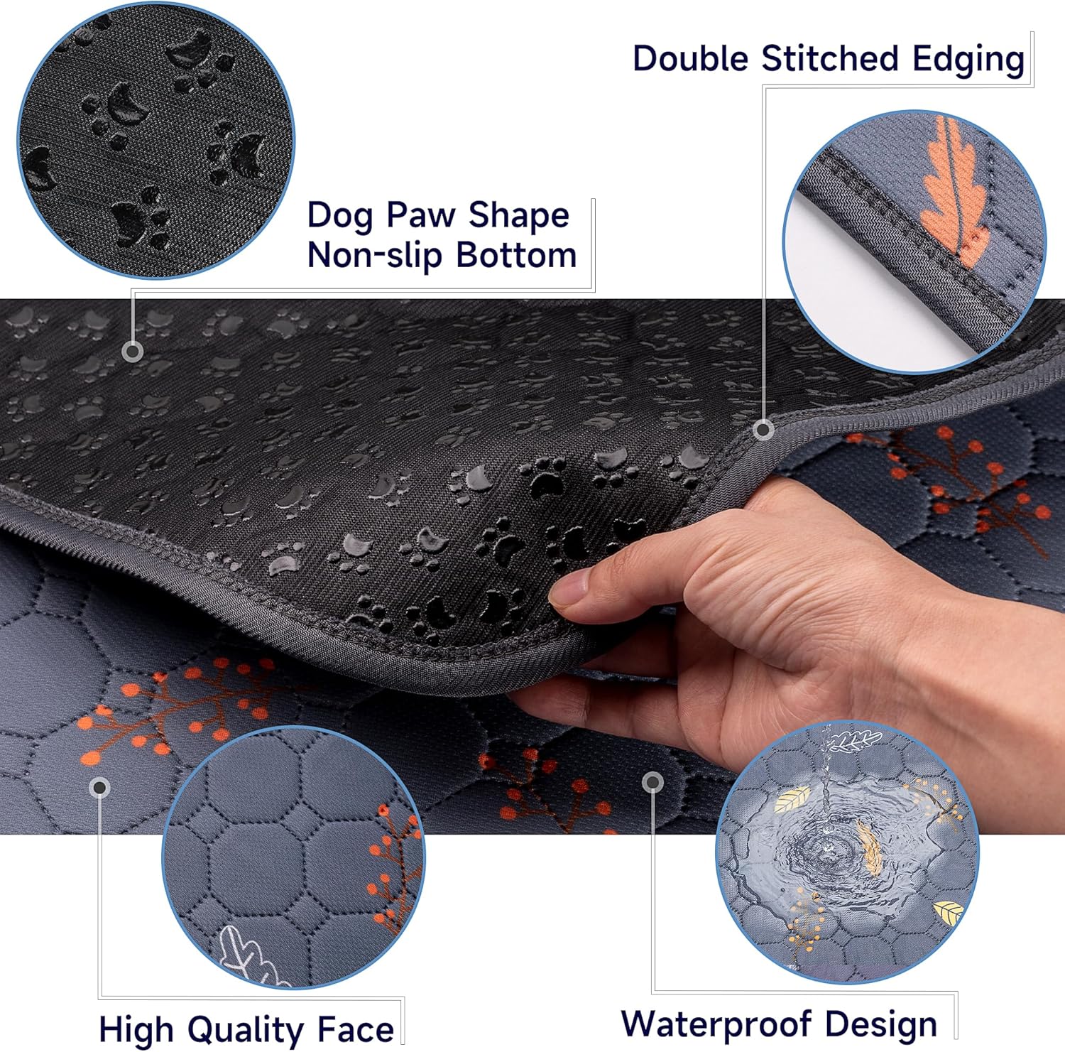 Sunheir Washable Dog Pee Pads - Heavy Absorbency, Waterproof & Non-Slip | Grey, 2-Pack for Potty Training