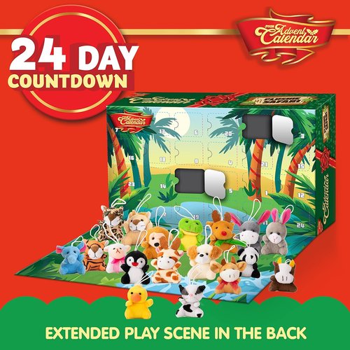JOYIN Christmas Advent Calendar - 24 Mini Animal Plush Toys for Kids | Countdown to Xmas Fun