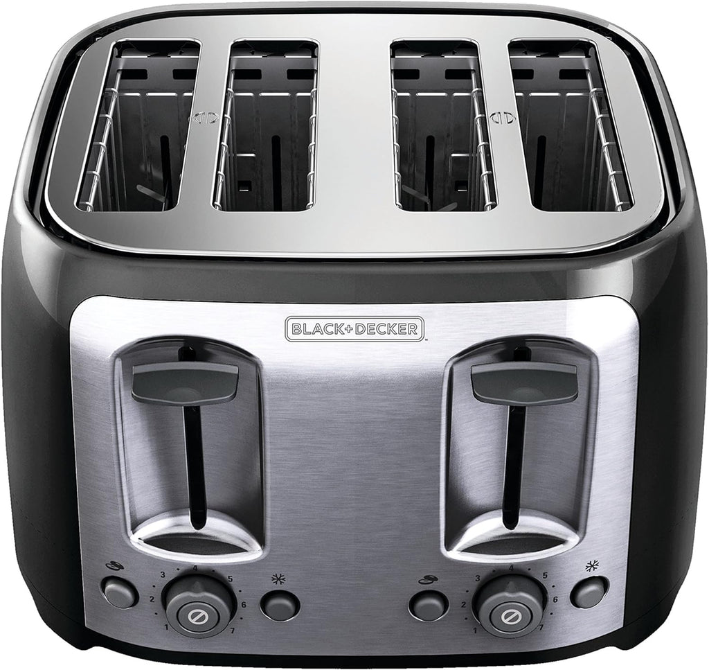 BLACK+DECKER 4-Slice Toaster - Extra Wide Slots, 7 Shade Settings, 1400 Watts, Bagel & Frozen Functions