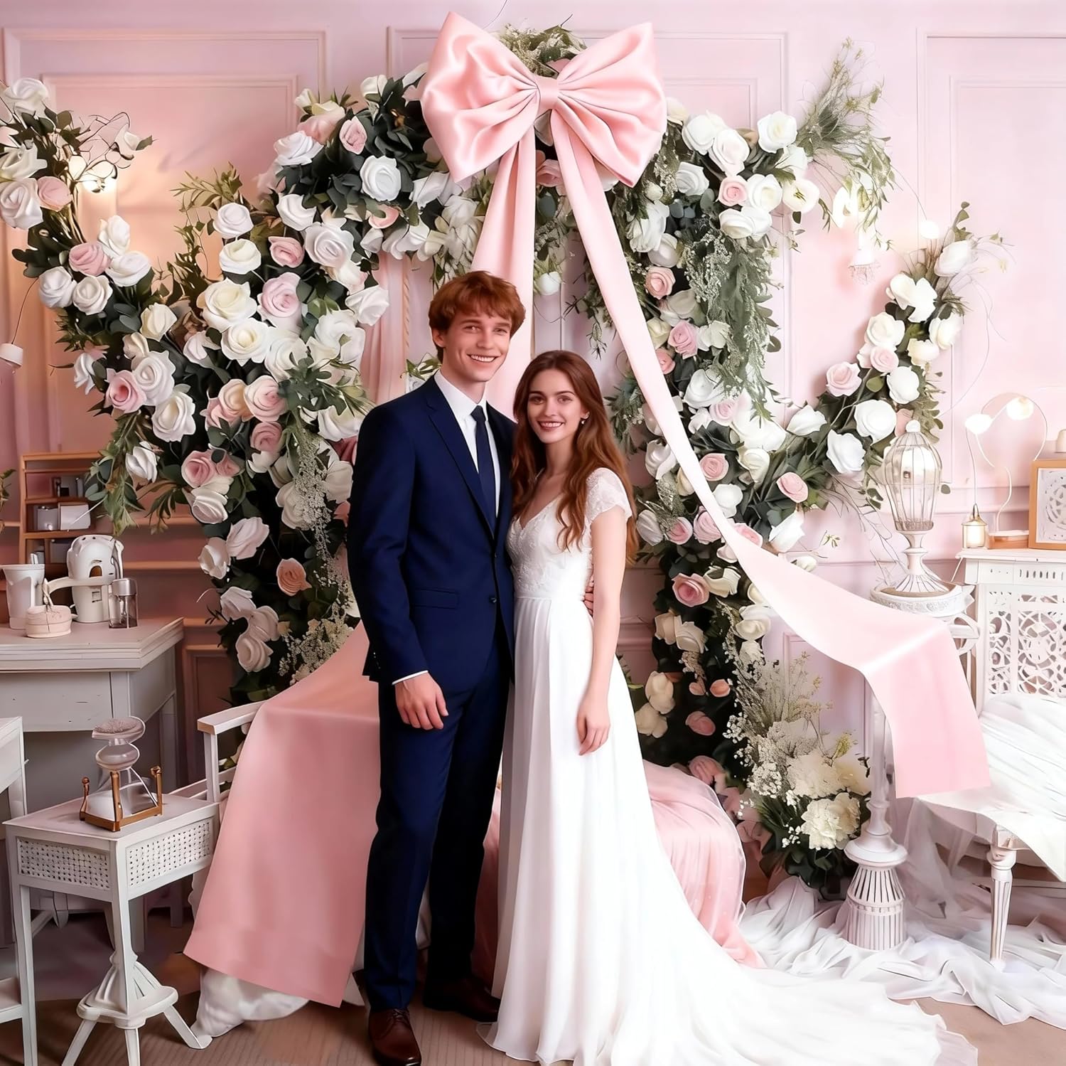 Skiennix Extra Long Satin Pink Bow - Elegant Wall Decor for Coquette Room | 70x20 Inch for All Occasions