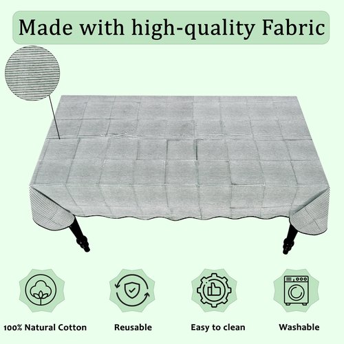 Ridhi Forest Green Stripe Block Print 60x90 Rectangle Tablecloth Table Cover for Dining Tables, Handcrafted Farmhouse Kitchen Decor, Washable, Decorative Tablecloths for Spring, Easter, Valentine
