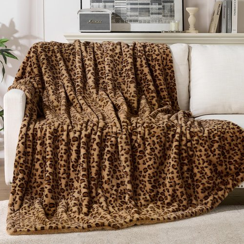 GALMAXS7 Cheetah Throw Blanket, Double-Sided Plush Fluffy - Luxury Faux Fur Leopard Print Blanket, Soft and Cozy Room Decor (50x60 Inches, Brown)