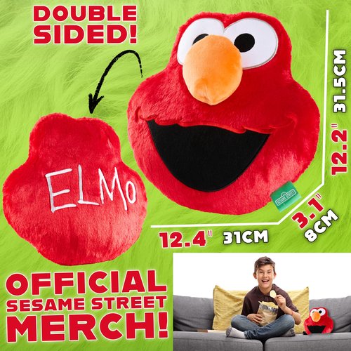 Sesame Street Elmo Plush Cushion Pillow, Soft Plush Throw Pillow Cushion Bedroom Decor Cuddle Plushies, Gifts for Girls, Teens, Women (Red, L12.4 x W12.2)