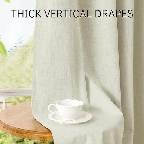 ChrisDowa 100% Blackout Curtains - 84 Inch Linen Drapes for Privacy Protection | Beige, 2 Panels 52" W x 84" L