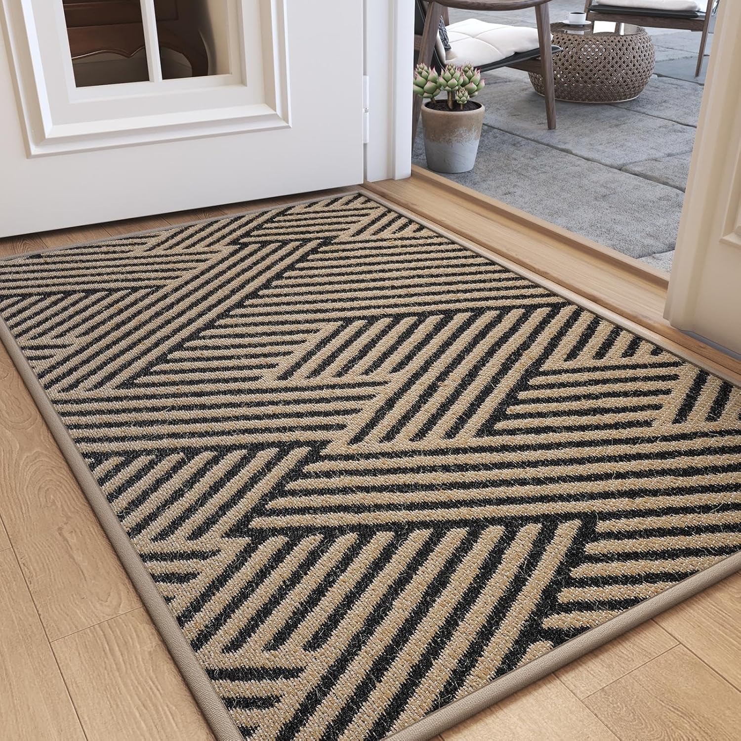 Regine Switzerland Door Mat - Low-Profile Non-Slip Indoor/Outdoor Entryway Mat | 17"x30", Brown, Washable & Dirt Resistant