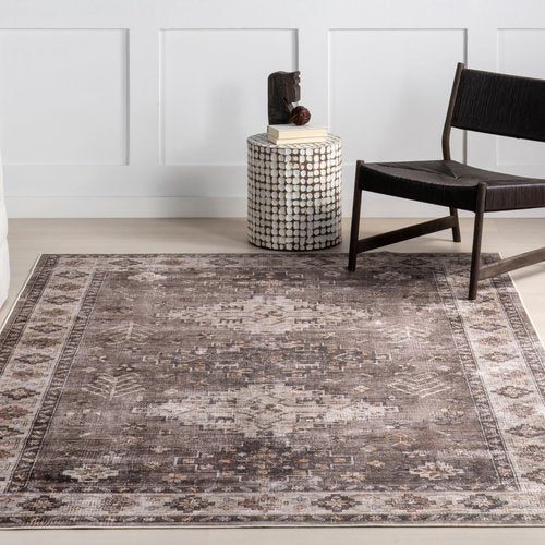 nuLOOM 2'6" x 8' Machine Washable Area Rug with Waterproof Spill Proof Surface, Non Slip Backing and Stain Resistant for Living Room, Bedroom, Kitchen, Dining Room, Blessing Dark Brown