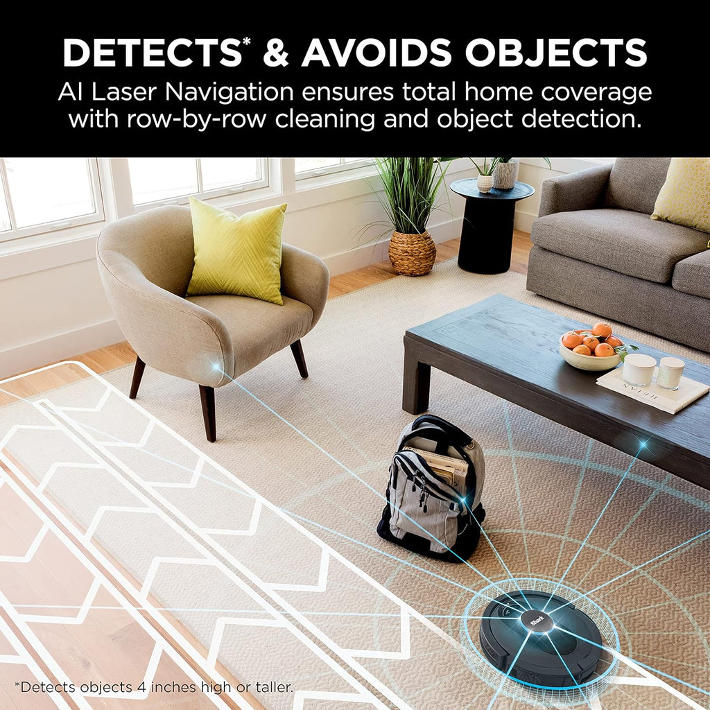 Shark R-AV2501S AI Robot Vacuum - HEPA Self-Empty Base, Bagless, 30-Day Capacity, LIDAR Navigation, Black - Certified Refurbished