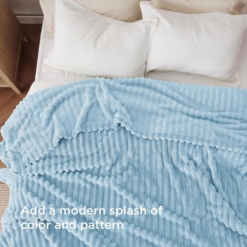 Bedsure GentleSoft Blue Full Blanket - Cozy Fleece Throw for Women | Light Blue, 84x90 Inches