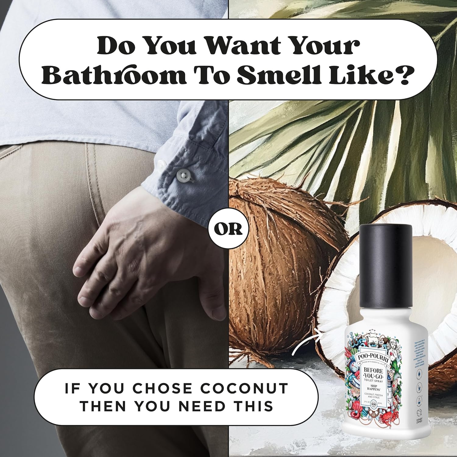 Poo-Pourri Toilet Spray - Ship Happens Scent, 2 Fl Oz | Coconut, Freesia & Citrus Freshness
