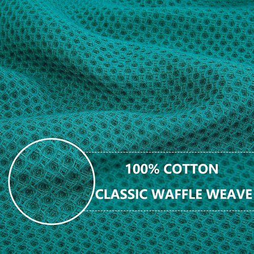 Homaxy 100% Cotton Waffle Weave Dish Towels - Ultra Soft & Absorbent, 13 x 28 Inches, 12-Pack in Teal