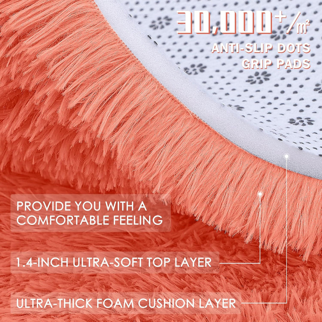 OLANLY Runner Rugs - 2x5 Machine Washable Soft Shaggy Carpet for Bedroom & Hallway | Coral Red