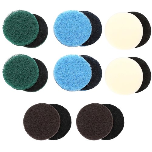 16pcs Power Scrubber Pad Set Compatible with Dremel Versa PC10 Ruby Horsepower Includes 4 Foam, 4 Kitchen, 4 Performance, 4 Microfibre Pads Electric Cleaning Tool Replacement Scouring Pads Accessories