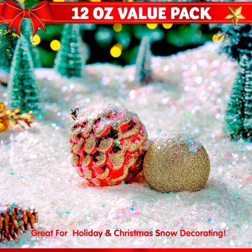 JOYIN 12 OZ Artificial Snowflakes - Sparkling Christmas Tree Decoration & Holiday Craft Supplies