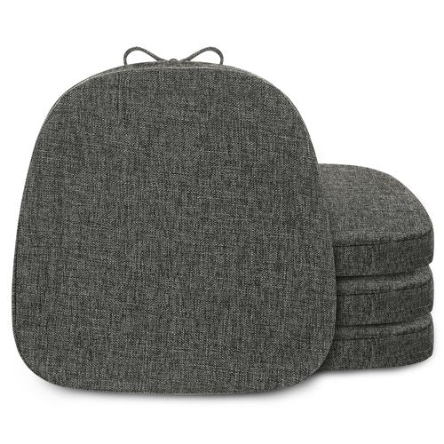 FlyGulls Metal Chair Cushions for Dining Chairs 2" Thick Kictchen Chair Cushions Non Slip Chair Pads with Ties for Metal Dining Chairs Set of 4 14" x 14" Dark Grey