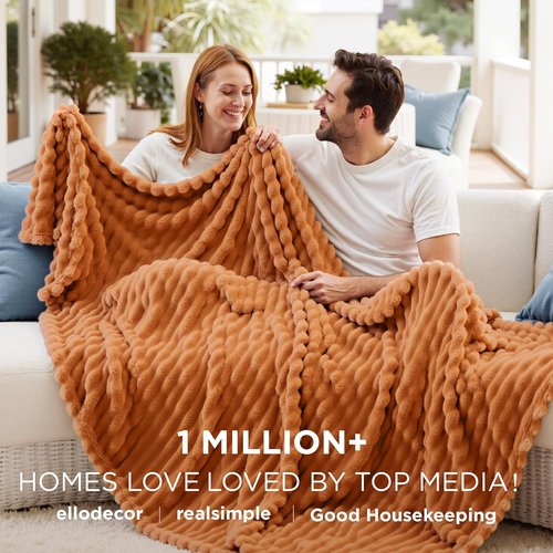 Bedsure GentleSoft California King Size Blanket - Cozy Orange Fleece Throw for Fall, 102x96 Inches