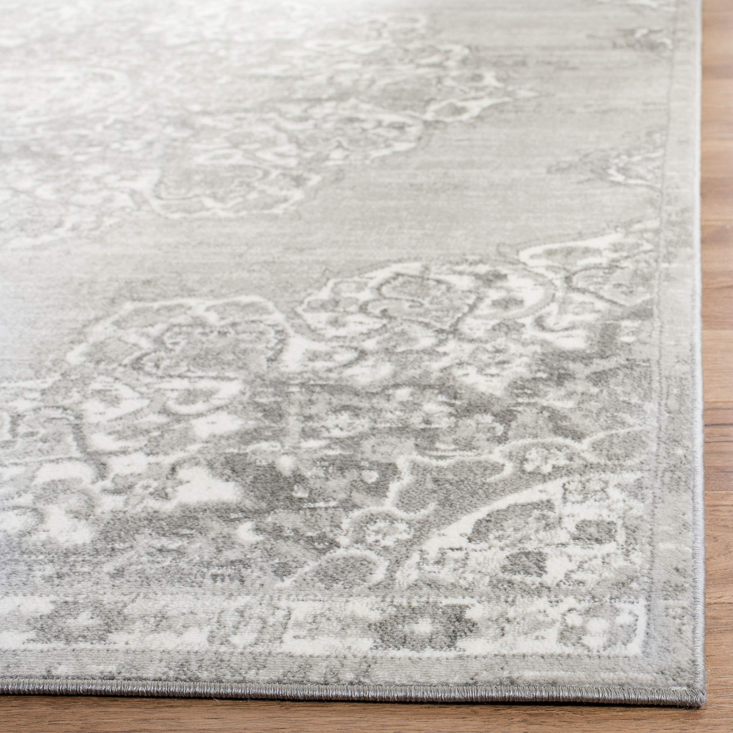 SAFAVIEH Brentwood Collection 2' x 4' Grey/Ivory BNT802F Medallion Distressed Non-Shedding Living Room Bedroom Accent Rug