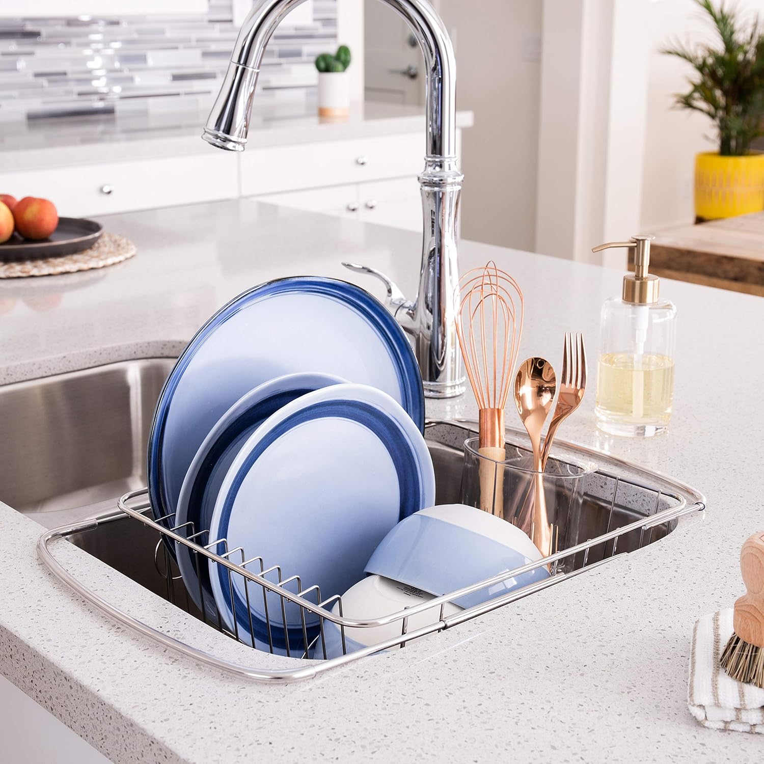 Better Houseware Stainless Steel Adjustable Over-Sink Dish Drainer | Space-Saving Design