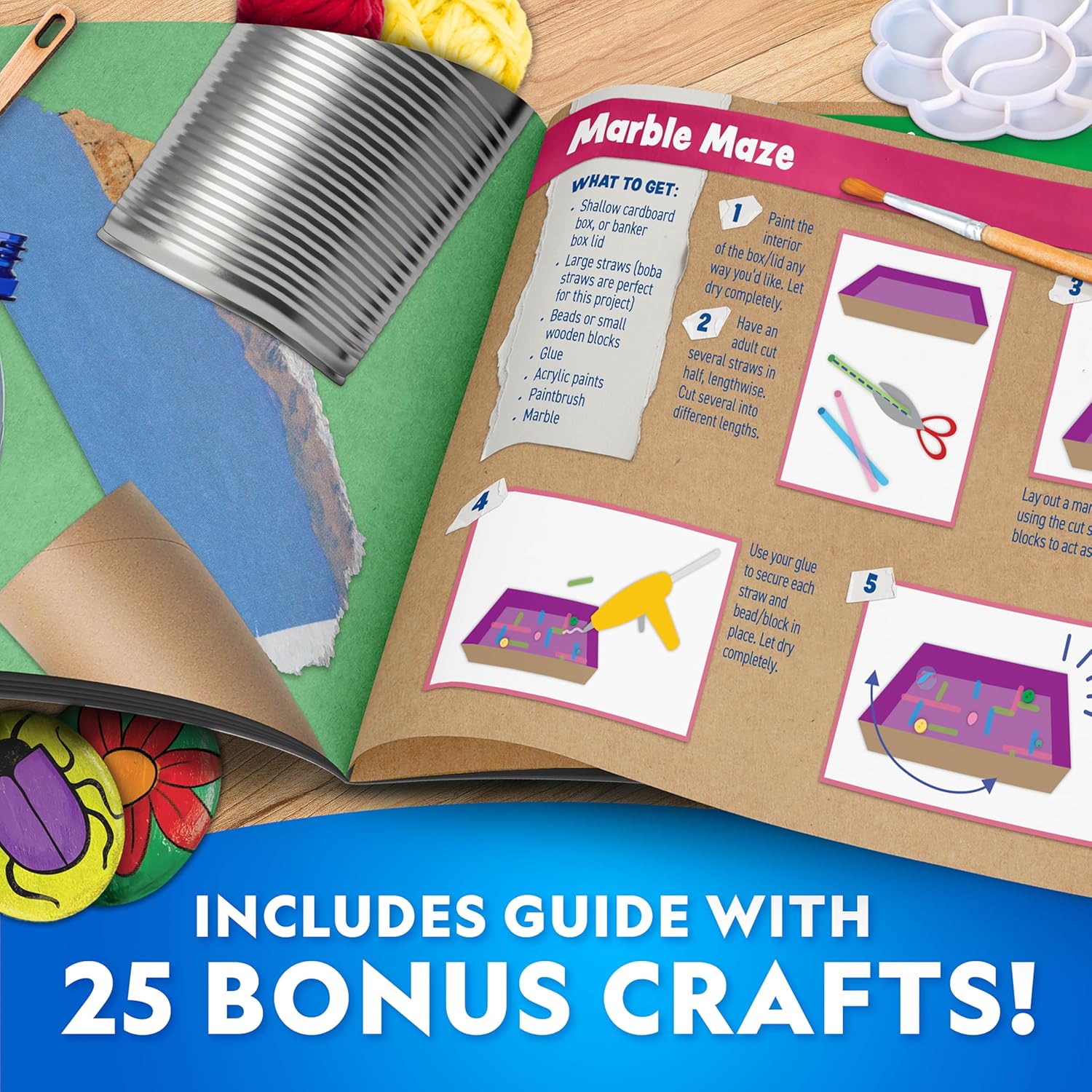 National Geographic Mega Arts & Crafts Activity Kit - 3-in-1 Craft Set for Kids | Build, Paint, Weave & Create