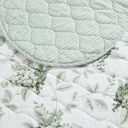 Laura Ashley - King Quilt Set, Elegant Lightweight Bedding with Matching Sham(s), Super Soft and Cozy Home Decor (Portland Floral Green, King)