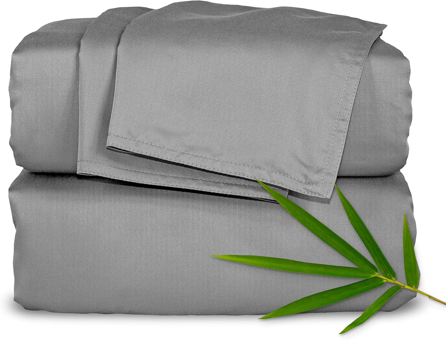 Pure Bamboo Short Queen Sheets - 100% Organic Viscose, Soft & Cooling Bed Set (60"x75") | Stone Grey, 2-Year Quality Promise
