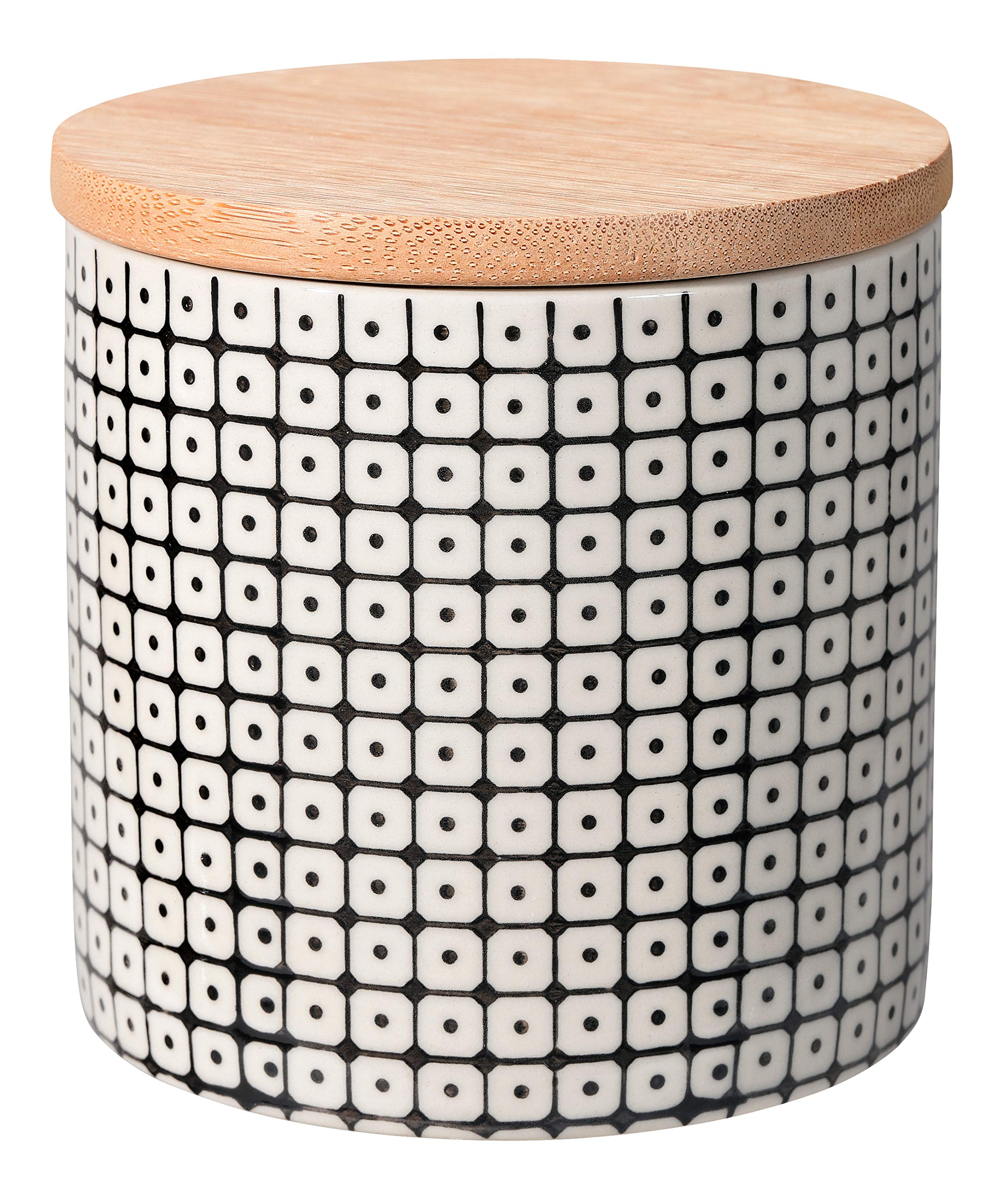 Bloomingville Carla Ceramic Storage Canister with Lid and Silicone Gasket Seal, Dia 4'' H 4'', Black Stoneware, 14 fl oz