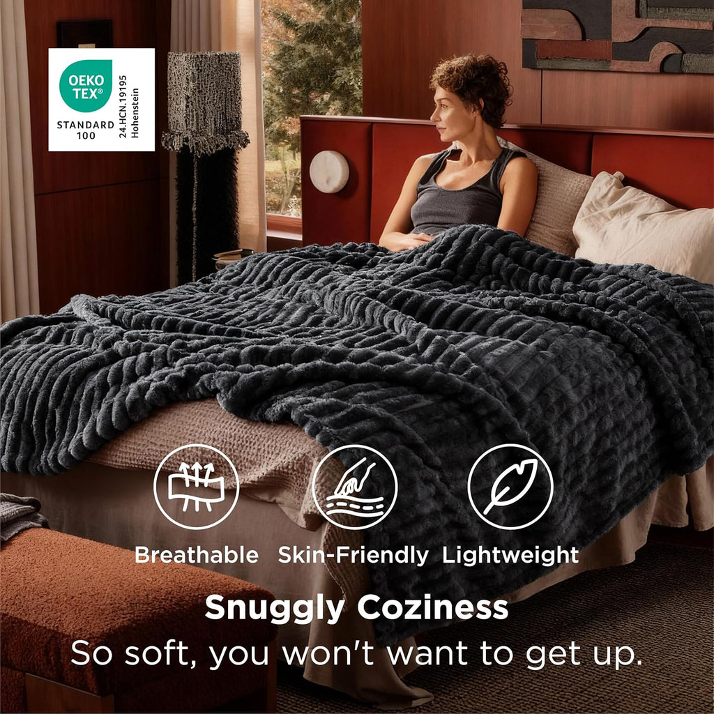 Bedsure GentleSoft Grey Full Blanket - Cozy Soft Throw for Women | Large 84x90 Inches