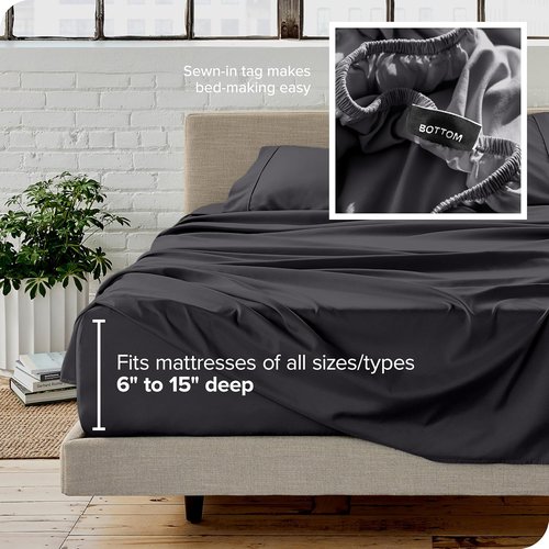 Bare Home Queen Sheet Set - Ultra-Soft 1800 Microfiber Bedding - Deep Pockets - 4 Piece Set | Forged Iron Grey