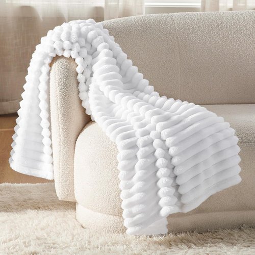 Bedsure GentleSoft Twin Fleece Blanket - Cozy White Throw for Couch, Perfect for Women & Girls, 60x80 Inches