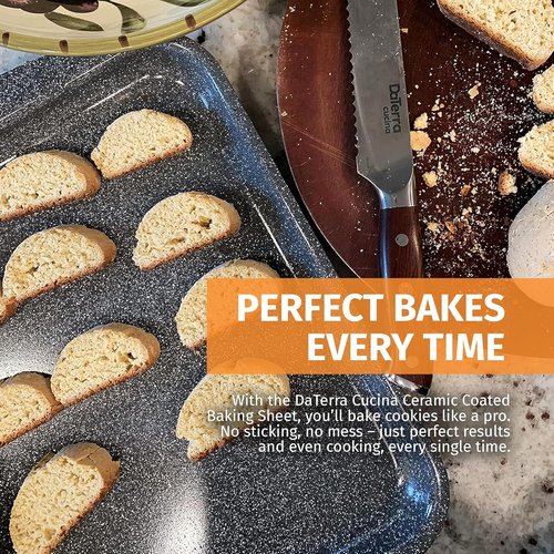 DaTerra Cucina Nonstick Ceramic Baking Sheet Twin Pack - 16" x 11" | Professional Grade, Oven Safe, Eco-Friendly