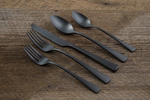 Cambridge Silversmiths Cerys Black Satin 20-Piece Flatware Set, Service for 4