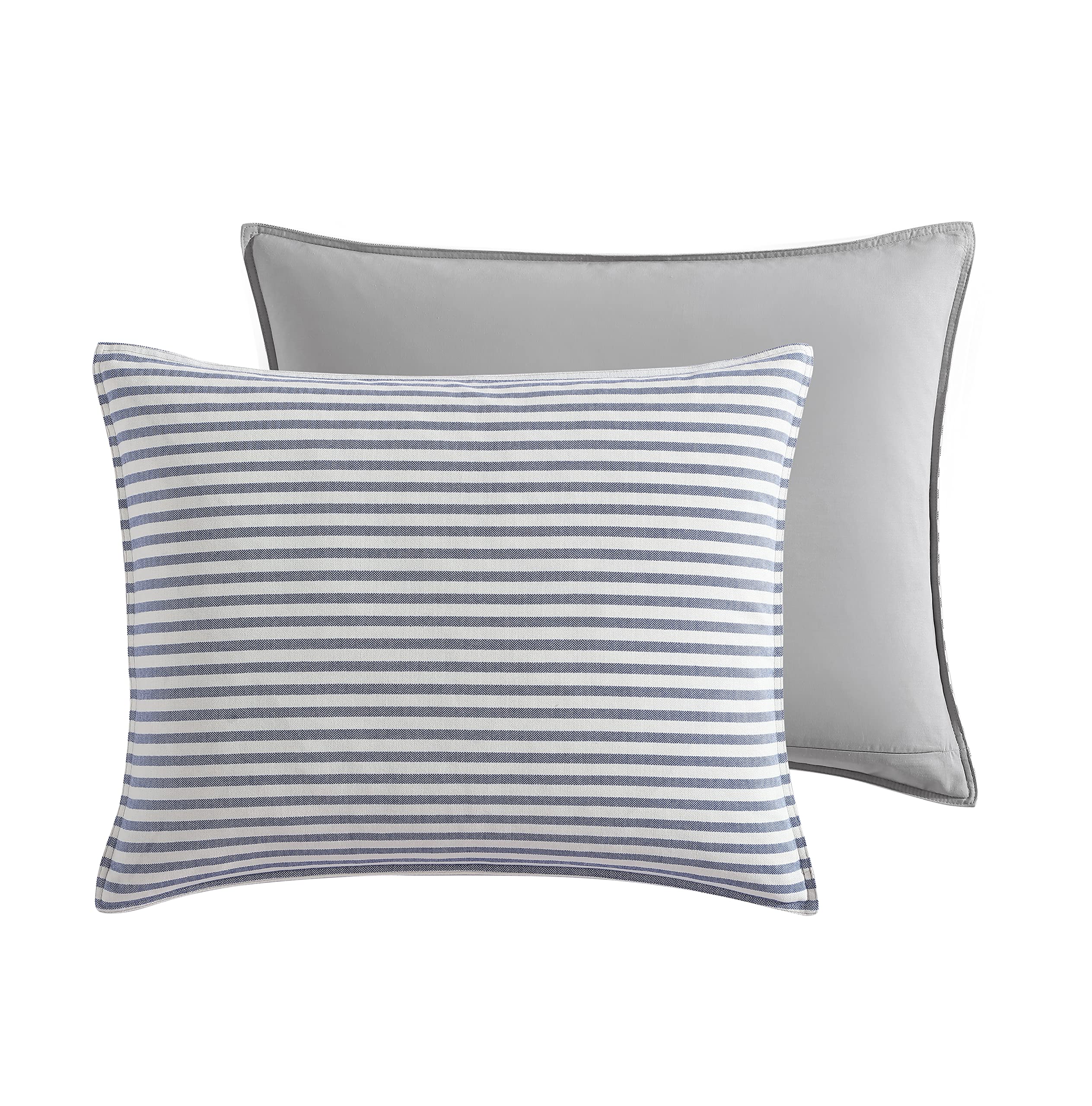 Nautica - Twin Comforter Set, Reversible Cotton Bedding with Matching Sham, Medium-Weight, Dorm Essentials, Oeko-Tex Certified (Fairwater Blue)