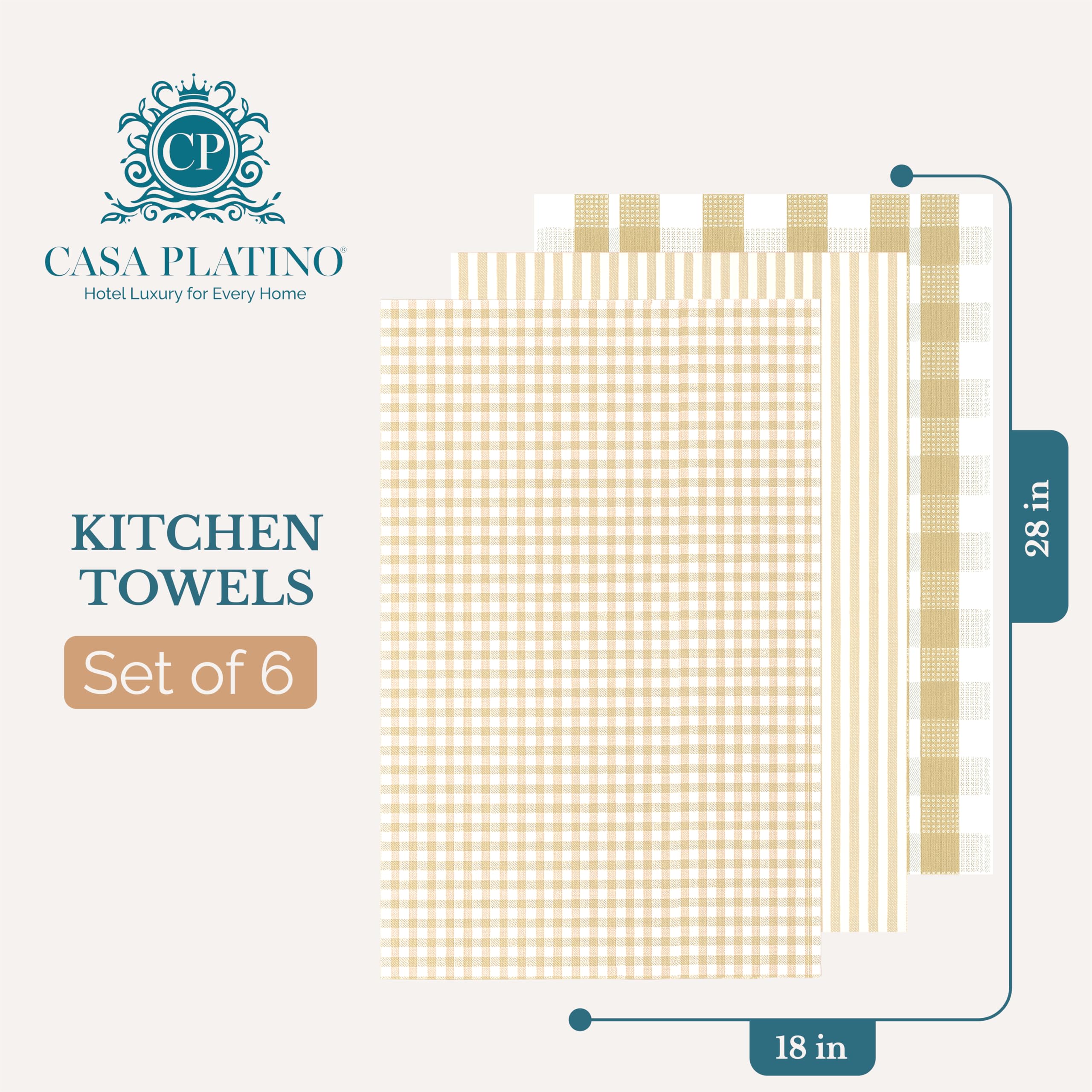 Casa Platino Kitchen Towels Cotton and Kitchen Dish Towels – Soft Cotton Set of 8 with Coordinated Patterns – Inviting Tones for Baking and Everyday Spills – Sage Green