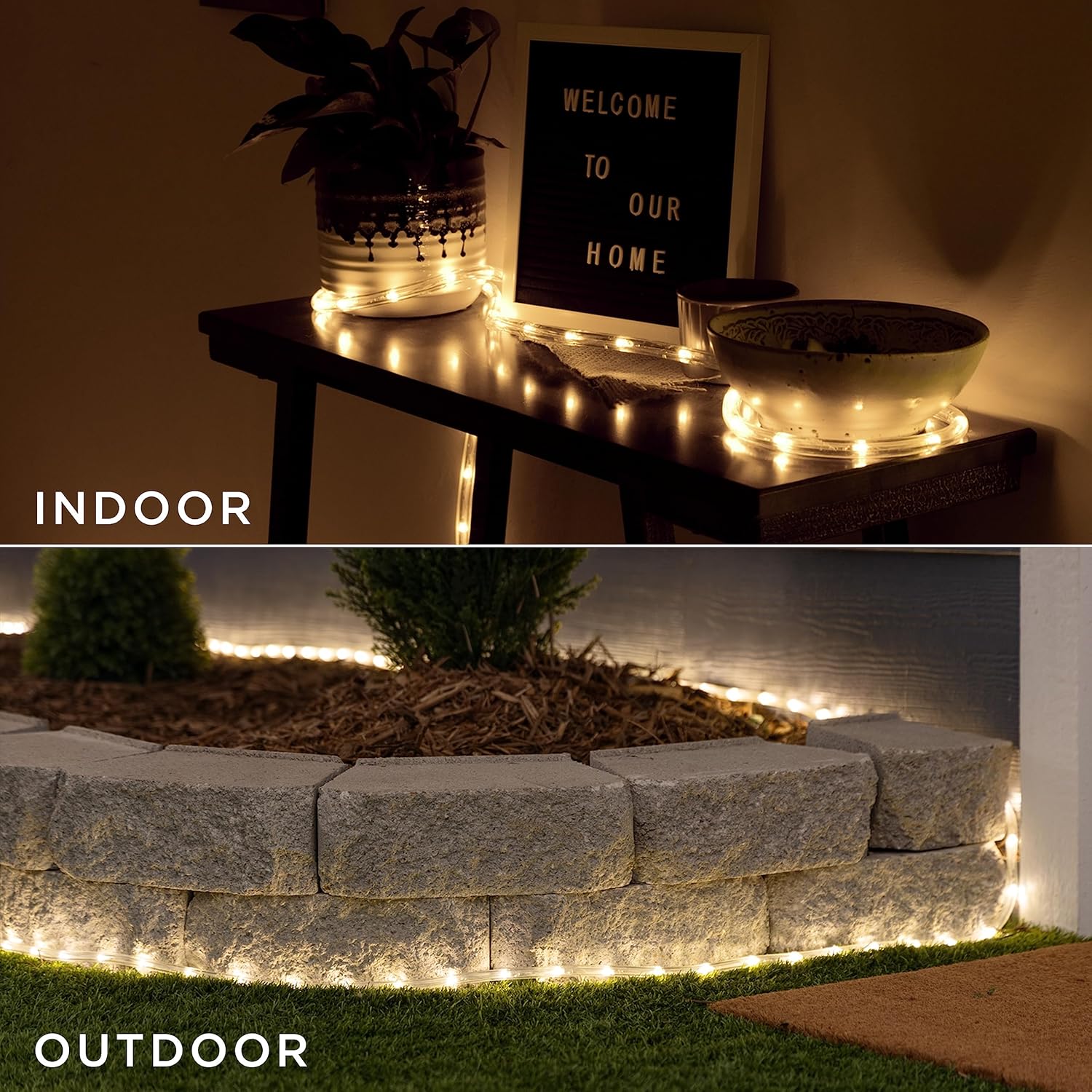 UltraPro LED Rope Lights - 50ft Classic Clear Warm White 3000K - Flexible & Durable Indoor/Outdoor Lighting