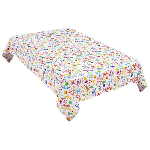 Cackleberry Home Happy Birthday Balloon Dogs Cotton Fabric Tablecloth, 60 x 144 Rectangular