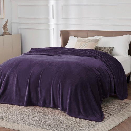 Bedsure GentleSoft Fleece Bed Blanket - Oversized Luxury Microfiber in Purple, 120x120 Inches for Cozy Home Decor